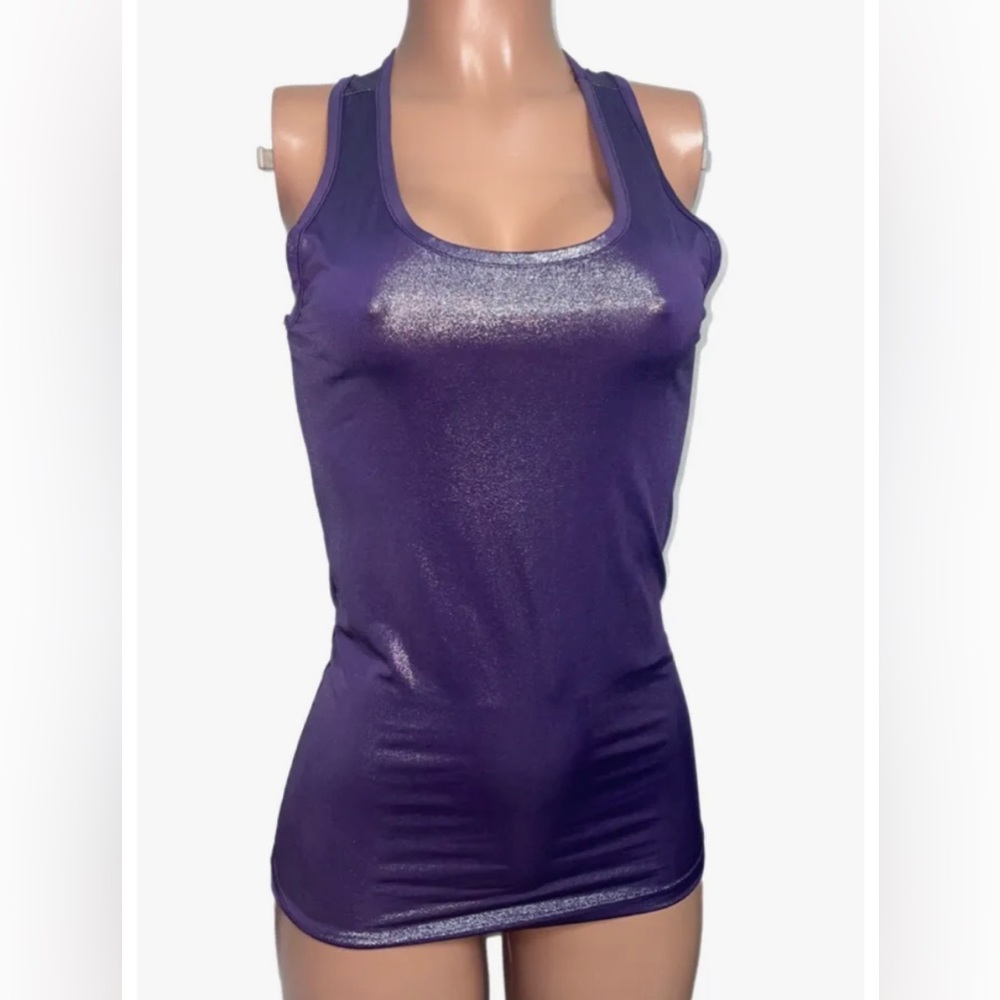 Sparkly Purple  racerback fitted tank top new m Heart & Hips Glam Y2K Party Tank